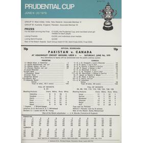 PAKISTAN V CANADA PRUDENTIAL CUP 1979 CRICKET SCORECARD