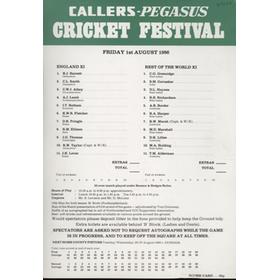 ENGLAND XI V REST OF THE WORLD XI 1986 (JESMOND) CRICKET SCORECARD - BOTHAM