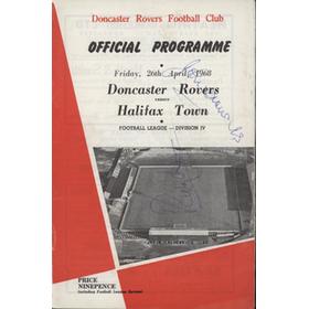 DONCASTER ROVERS V HALIFAX TOWN 1967-68 FOOTBALL PROGRAMME