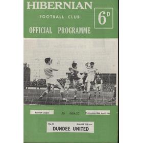 HIBERNIAN V DUNDEE UNITED 1965-66 FOOTBALL PROGRAMME