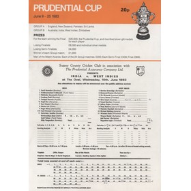 INDIA V WEST INDIES 1983 WORLD CUP CRICKET SCORECARD