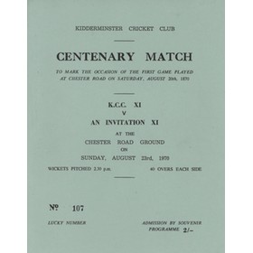 KIDDERMINSTER CRICKET CLUB V AN INVITATION XI 1970 CRICKET SCORECARD