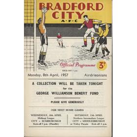 BRADFORD CITY V AIRDRIEONIANS (GEORGE WILLIAMSON BENEFIT) 1957 FOOTBALL PROGRAMME