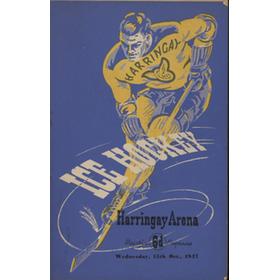 HARRINGAY RACERS V HARRINGAY GREYHOUNDS 1947 ICE HOCKEY PROGRAMME