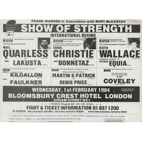 ERROL CHRISTIE V JOEL BONNETAZ 1984 (BLOOMSBURY) BOXING FLYER