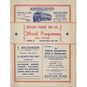 ALDERSHOT V READING 1949-50 FOOTBALL PROGRAMME
