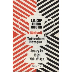 WALSALL V TOTTENHAM HOTSPUR (FA CUP 3RD RD) 1968-69 FOOTBALL PROGRAMME