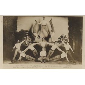 GYMNASTICS DISPLAY POSTCARD  -THE INAUGURATION OF THE MISSION TURN HALL (SAN FRANCISCO) 1910