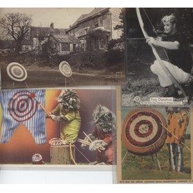 ARCHERY RELATED POSTCARDS X4