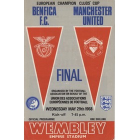 MANCHESTER UNITED V BENFICA 1968 (EUROPEAN CUP FINAL) FOOTBALL PROGRAMME