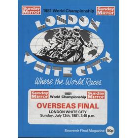 1981 OVERSEAS FINAL SPEEDWAY PROGRAMME