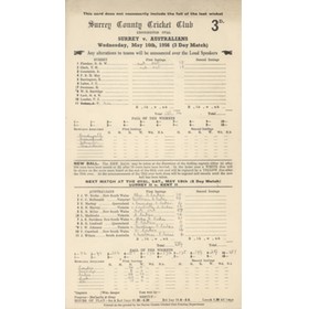 SURREY V AUSTRALIANS 1956 (LAKER 10 WICKETS) CRICKET SCORECARD