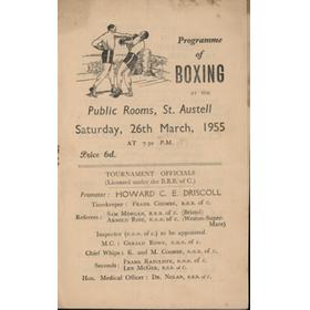 BOBBY JOHNSON V REES MOORE 1955 (ST AUSTELL) BOXING PROGRAMME