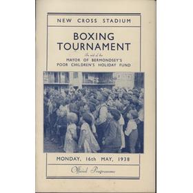 JACK HYAMS V EDDIE PEIRCE 1938 (NEW CROSS) BOXING PROGRAMME