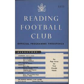 READING V COLCHESTER (1ST FLOODLIT LEAGUE MATCH AT ELM PARK) 1955-56 FOOTBALL PROGRAMME