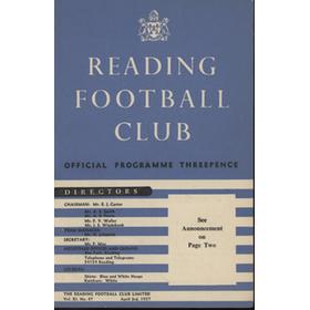 READING V ARSENAL 1956-57 FOOTBALL PROGRAMME