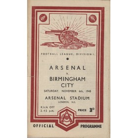 ARSENAL V BIRMINGHAM CITY 1948-49 FOOTBALL PROGRAMME