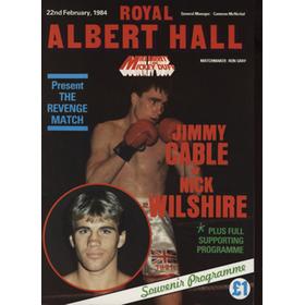 JIMMY CABLE V NICK WILSHIRE (LIGHT MIDDLEWEIGHT BRITISH TITLE) 1984 BOXING PROGRAMME