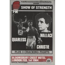 ERROL CHRISTIE V JOEL BONNETAZ (MIDDLEWEIGHT CONTEST) 1984 BOXING PROGRAMME