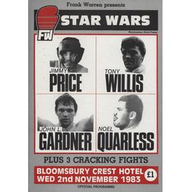 JIMMY PRICE V MONTE OSWALD 1983 BOXING PROGRAMME