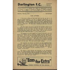 DARLINGTON V GATESHEAD 1958-59 FOOTBALL PROGRAMME