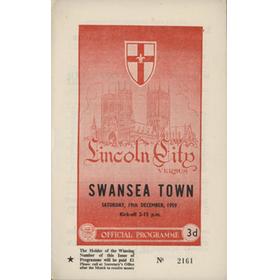 LINCOLN CITY V SWANSEA TOWN 1959-60 FOOTBALL PROGRAMME