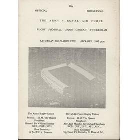 ARMY V ROYAL AIR FORCE 1979 RUGBY UNION PROGRAMME