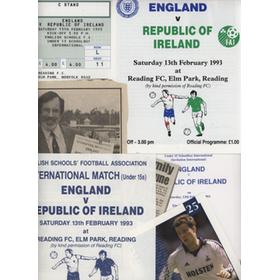 ENGLAND V REPUBLIC OF IRELAND (UNDER 15S) FOOTBALL PROGRAMME 1993