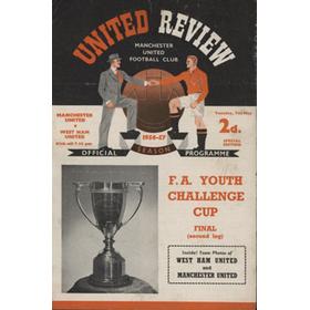 MANCHESTER UNITED V WEST HAM UNITED 1956-57 (FA YOUTH CUP FINAL) FOOTBALL PROGRAMME