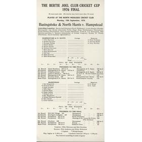 BASINGSTOKE & NORTH HANTS V HAMPSTEAD 1976 CRICKET SCORECARD (CLUB CRICKET CUP FINAL)