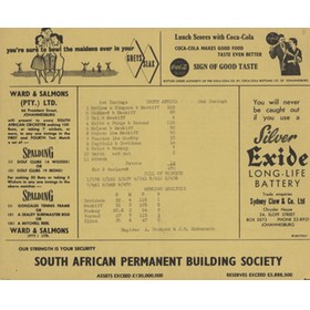 SOUTH AFRICA V AUSTRALIA 1957-58 (1ST TEST) CRICKET SCORECARD
