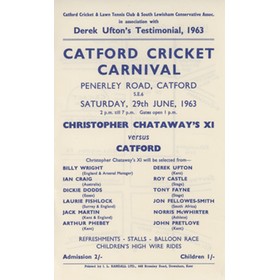 CATFORD CRICKET CARNIVAL 1963 FLYER - DEREK UFTON TESTIMONIAL