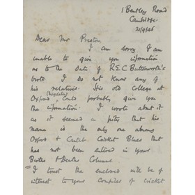 GERARD ROTHERHAM (WARWICKSHIRE) 1946 CRICKET LETTER