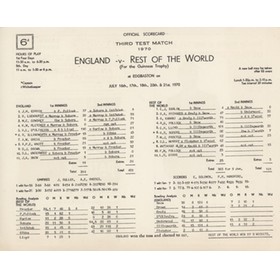 ENGLAND V REST OF THE WORLD 1970 (EDGBASTON) CRICKET SCORECARD