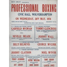 GARFIELD MCEWAN V NEVILLE MEADE (WOLVERHAMPTON CIVIC HALL) 1976 BOXING FLYER POSTER