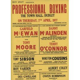 GARFIELD MCEWAN V TONY MOORE (DUDLEY TOWN HALL) 1977 BOXING FLYER POSTER