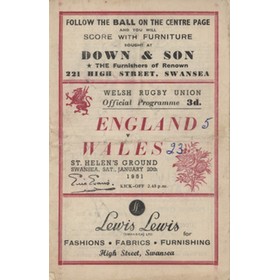 WALES V ENGLAND 1951 RUGBY UNION PROGRAMME