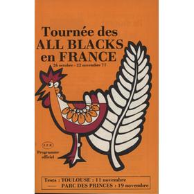 FRANCE V NEW ZEALAND 1977 RUGBY UNION PROGRAMME
