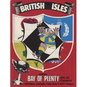 BAY OF PLENTY V BRITISH ISLES 1977 RUGBY UNION PROGRAMME
