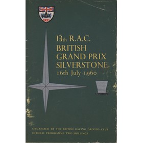 BRITISH GRAND PRIX 1960 (SILVERSTONE) OFFICIAL MOTOR RACING PROGRAMME
