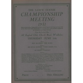 WIMBLEDON CHAMPIONSHIPS 1931 TENNIS PROGRAMME