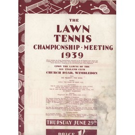 WIMBLEDON CHAMPIONSHIPS 1939 TENNIS PROGRAMME