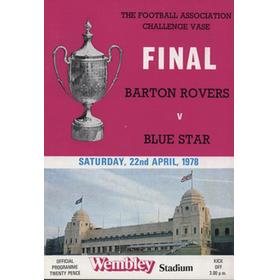 BARTON ROVERS V BLUE STAR 1978 (F.A. CHALLENGE VASE FINAL) FOOTBALL PROGRAMME
