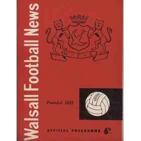 WALSALL V DONCASTER ROVERS 1959-60 FOOTBALL PROGRAMME