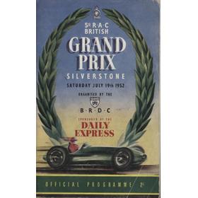 BRITISH GRAND PRIX 1952 MOTOR RACING PROGRAMME