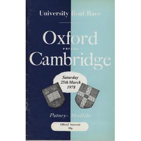 OXFORD V CAMBRIDGE UNIVERSITY BOAT RACE 1978 ROWING PROGRAMME