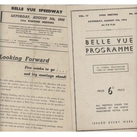 BELLE VUE SPEEDWAY PROGRAMME - 5 AUGUST 1944