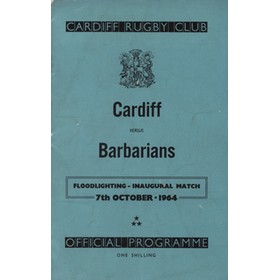 CARDIFF V BARBARIANS 1964 RUGBY UNION PROGRAMME