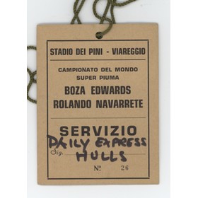 CORNELIUS BOZA-EDWARDS V ROLANDO NAVARETTE 1981 (VIAREGGIO) BOXING PRESS PASS