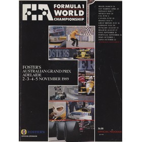 AUSTRALIAN GRAND PRIX 1989 MOTOR RACING PROGRAMME